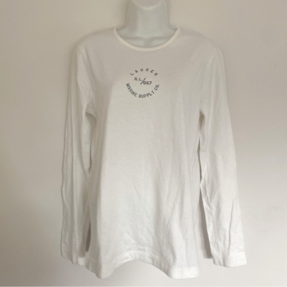 LRL White Graphic Long Sleeve Tee - Picture 1 of 5